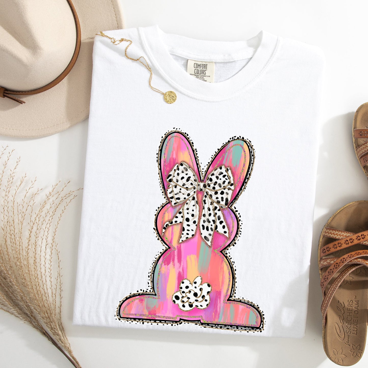 Painted, Colorful, Dalmatian Print, Easter, Bunny, Jesus, Rabbit, Holiday Tshirt Comfort Colors T-Shirt