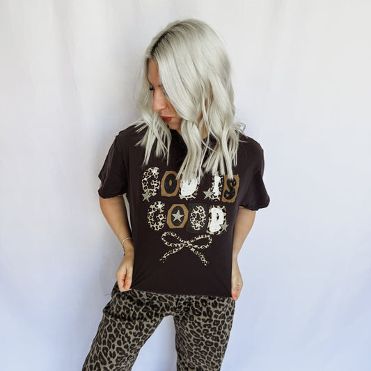 *Leopard God Is Good Graphic Tee