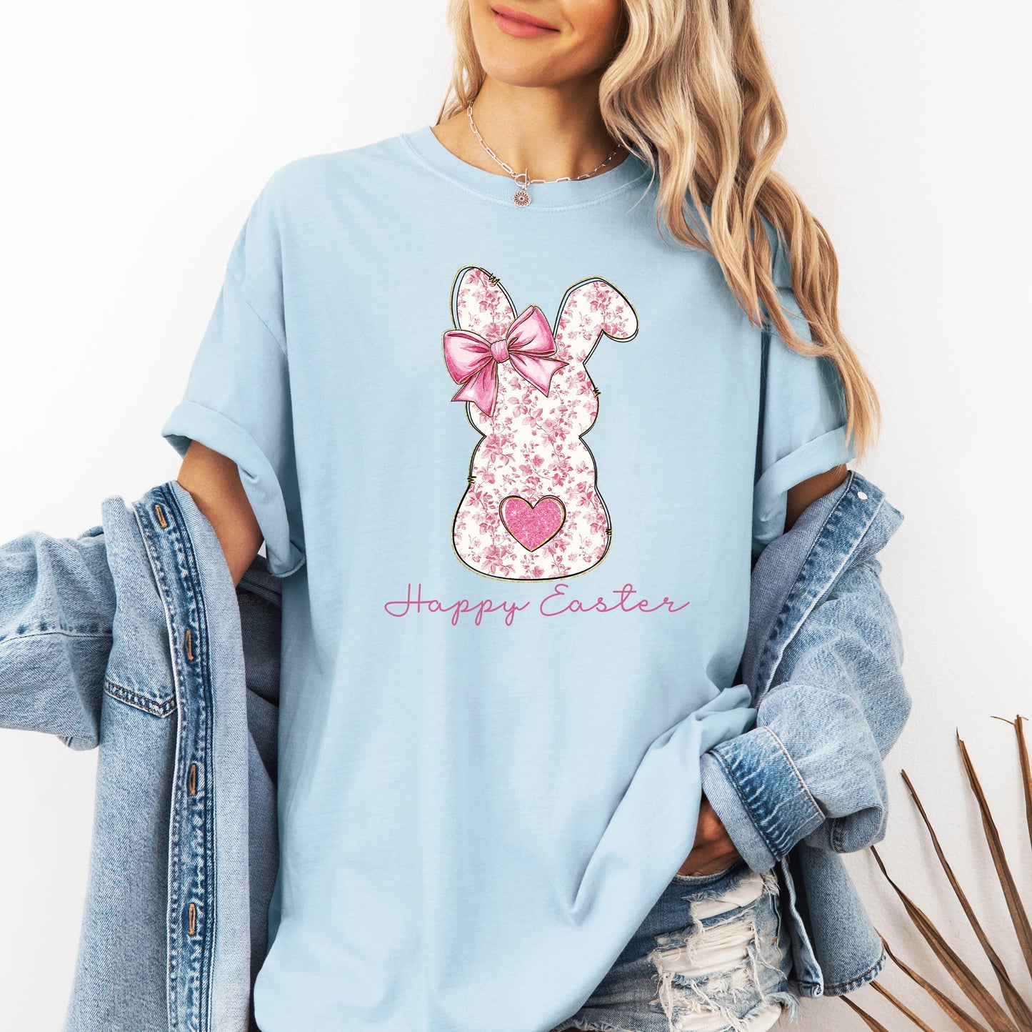 Pink Floral Bunny, Easter, Bunny, Jesus, Rabbit, Holiday Tshirt Comfort Colors T-Shirt