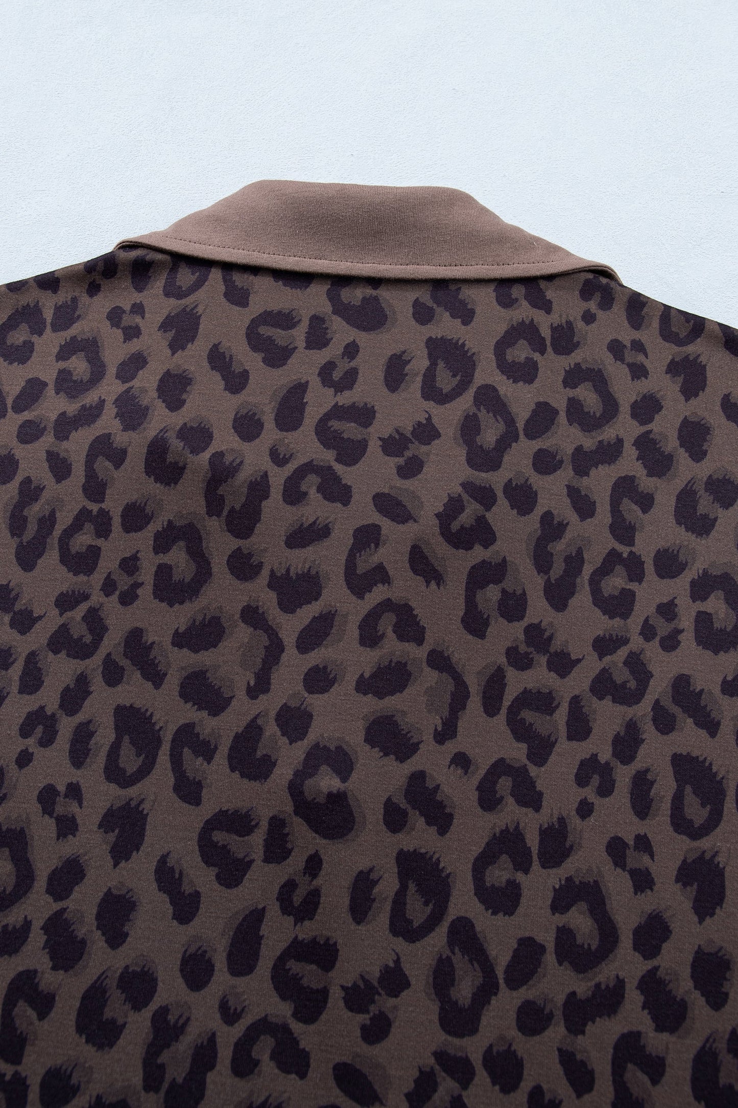 Brown V Neck Collar Leopard Printed 2pcs Short Set