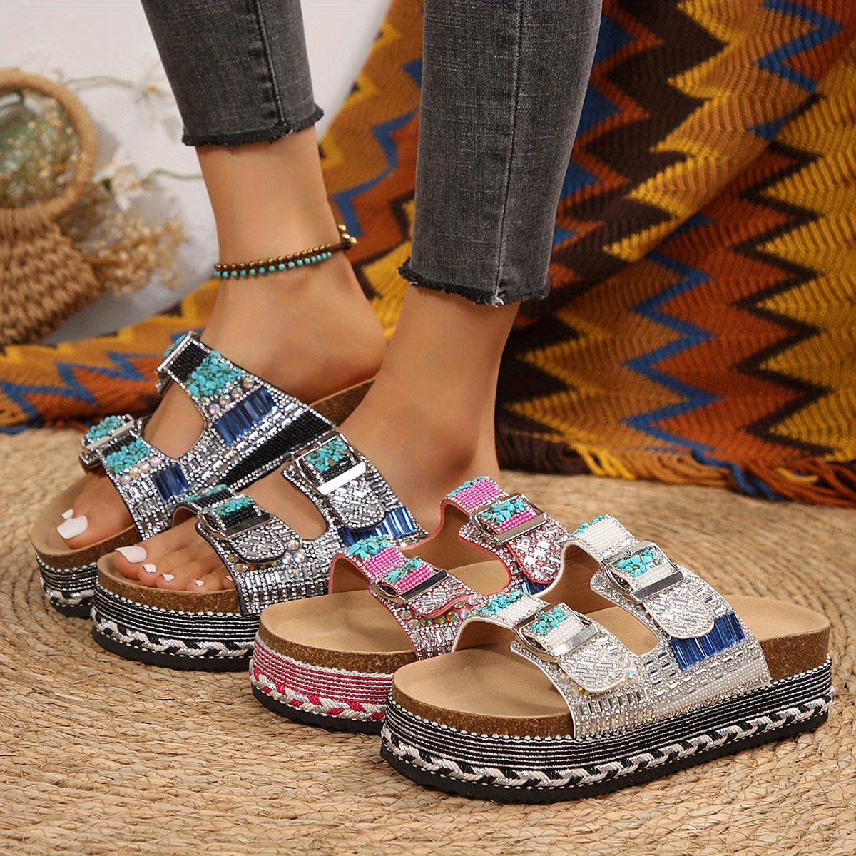 Women's Slip-On Platform Sandals, Comfortable and Stylish Outdoor Shoes